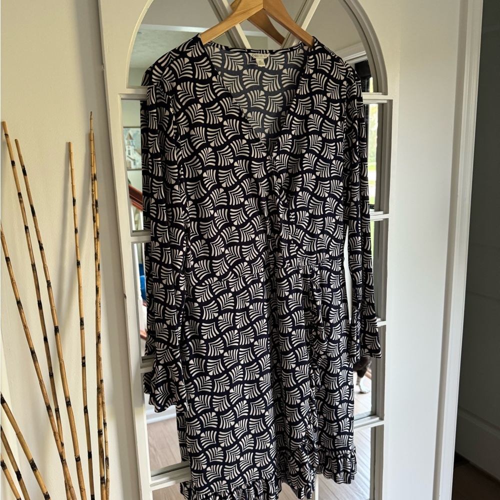 Cato Navy and White Bishop Sleeve dress